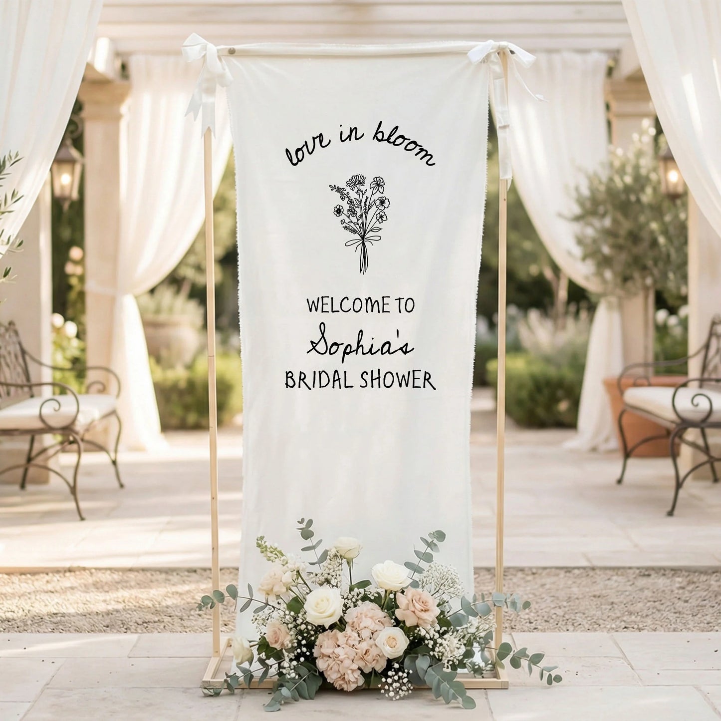 Love in Bloom Bridal Shower Banner Personalized Custom Name Bridal Shower Welcome Backdrop Decor