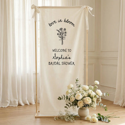 Love in Bloom Bridal Shower Banner Personalized Custom Name Bridal Shower Welcome Backdrop Decor