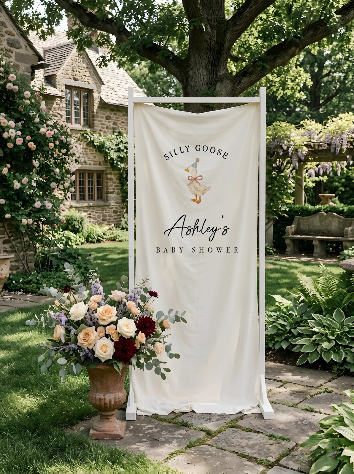 Silly Goose Baby Shower Banner Personalized Custom Name Baby Shower Backdrop Party Decor