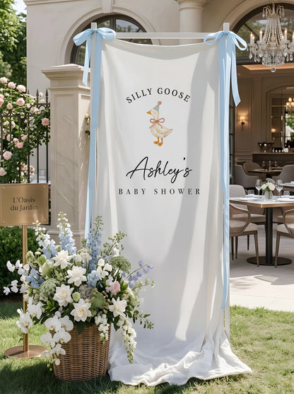 Silly Goose Baby Shower Banner Personalized Custom Name Baby Shower Backdrop Party Decor