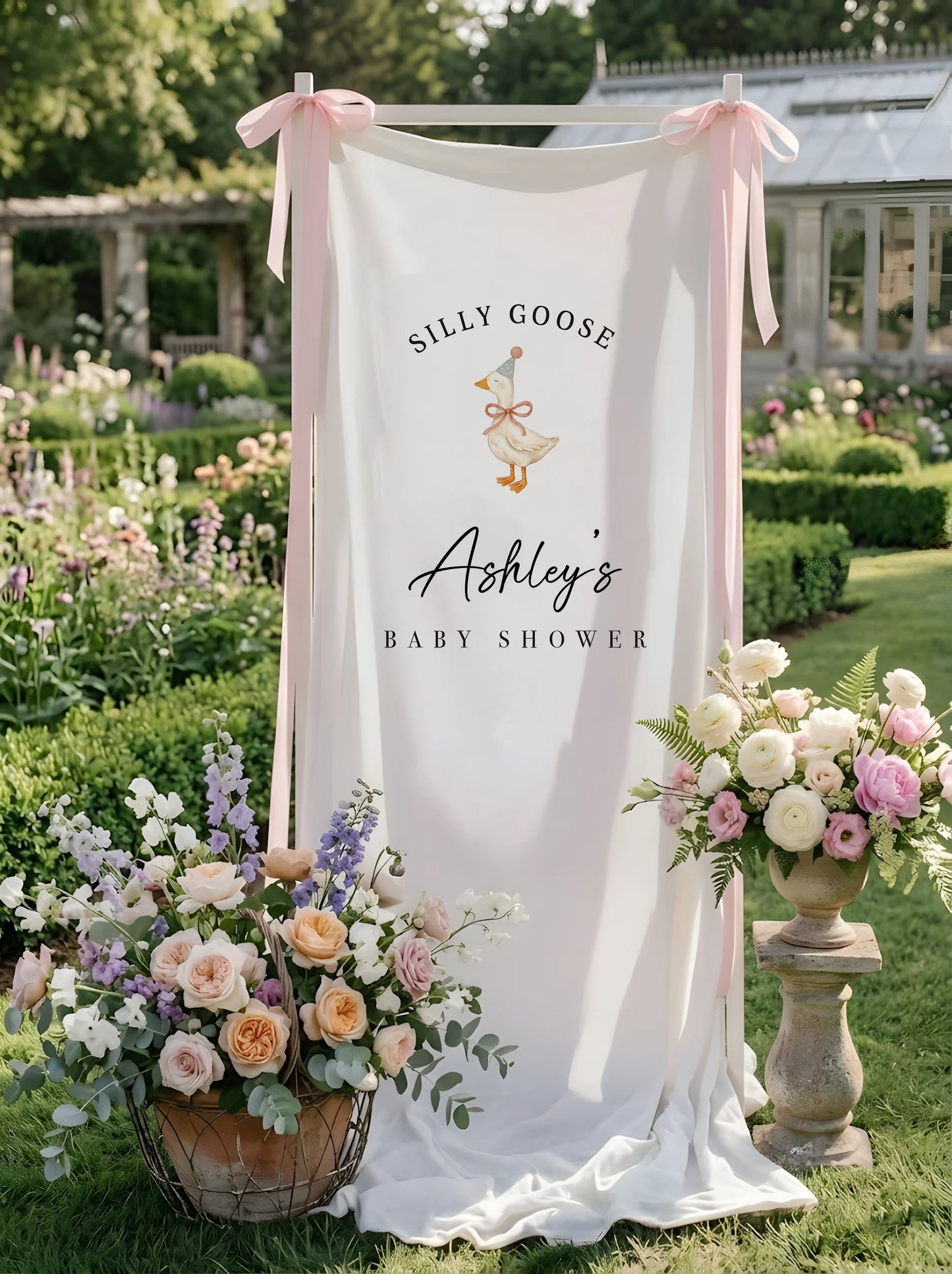 Silly Goose Baby Shower Banner Personalized Custom Name Baby Shower Backdrop Party Decor