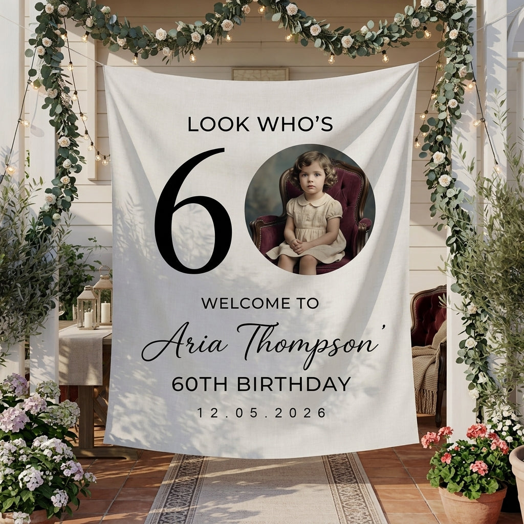 Vintage Birthday Tapestry, Personalized Newspaper Post Photo Backdrop