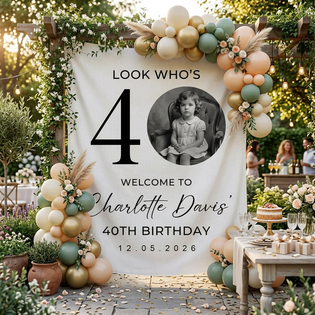 Vintage Birthday Tapestry, Personalized Newspaper Post Photo Backdrop