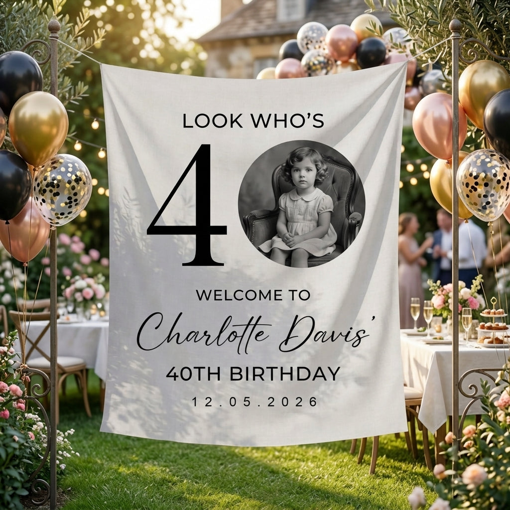 Vintage Birthday Tapestry, Personalized Newspaper Post Photo Backdrop