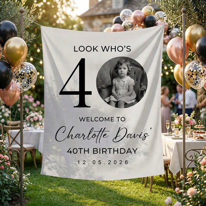 Vintage Birthday Tapestry, Personalized Newspaper Post Photo Backdrop