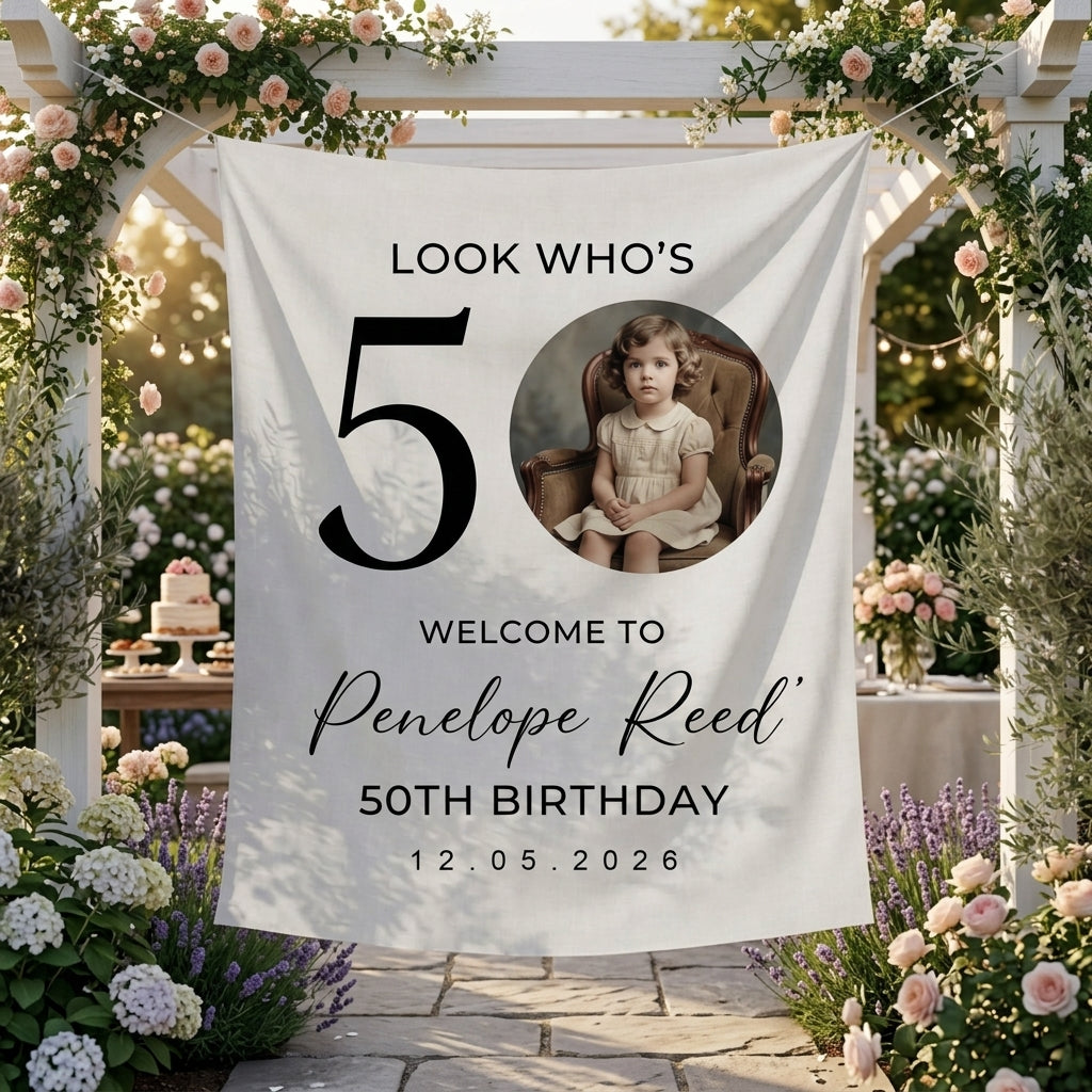 Vintage Birthday Tapestry, Personalized Newspaper Post Photo Backdrop