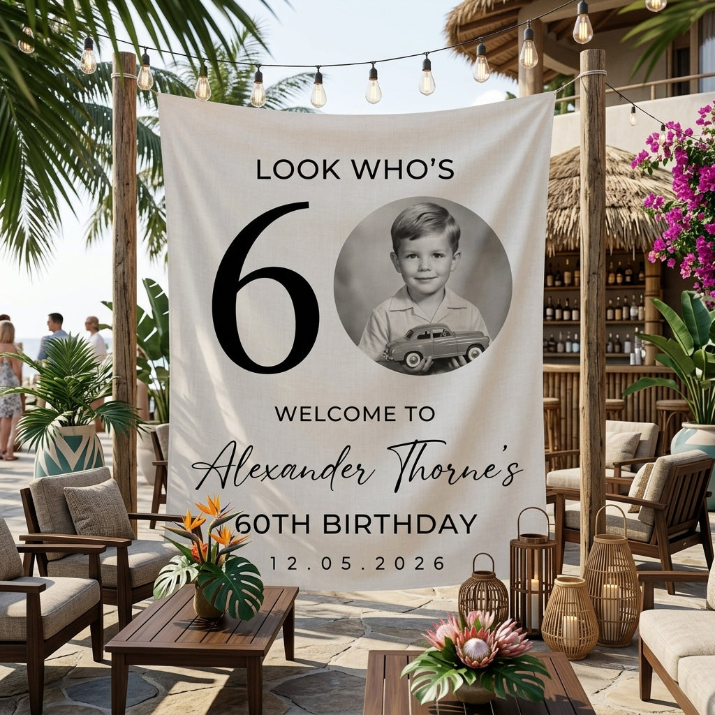 Vintage Birthday Tapestry, Personalized Newspaper Post Photo Backdrop