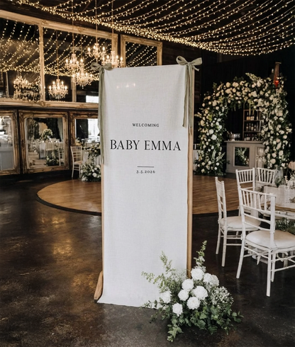 Minimalist Baby Shower Banner Personalized Custom Name Baby Shower Welcome Backdrop Decor