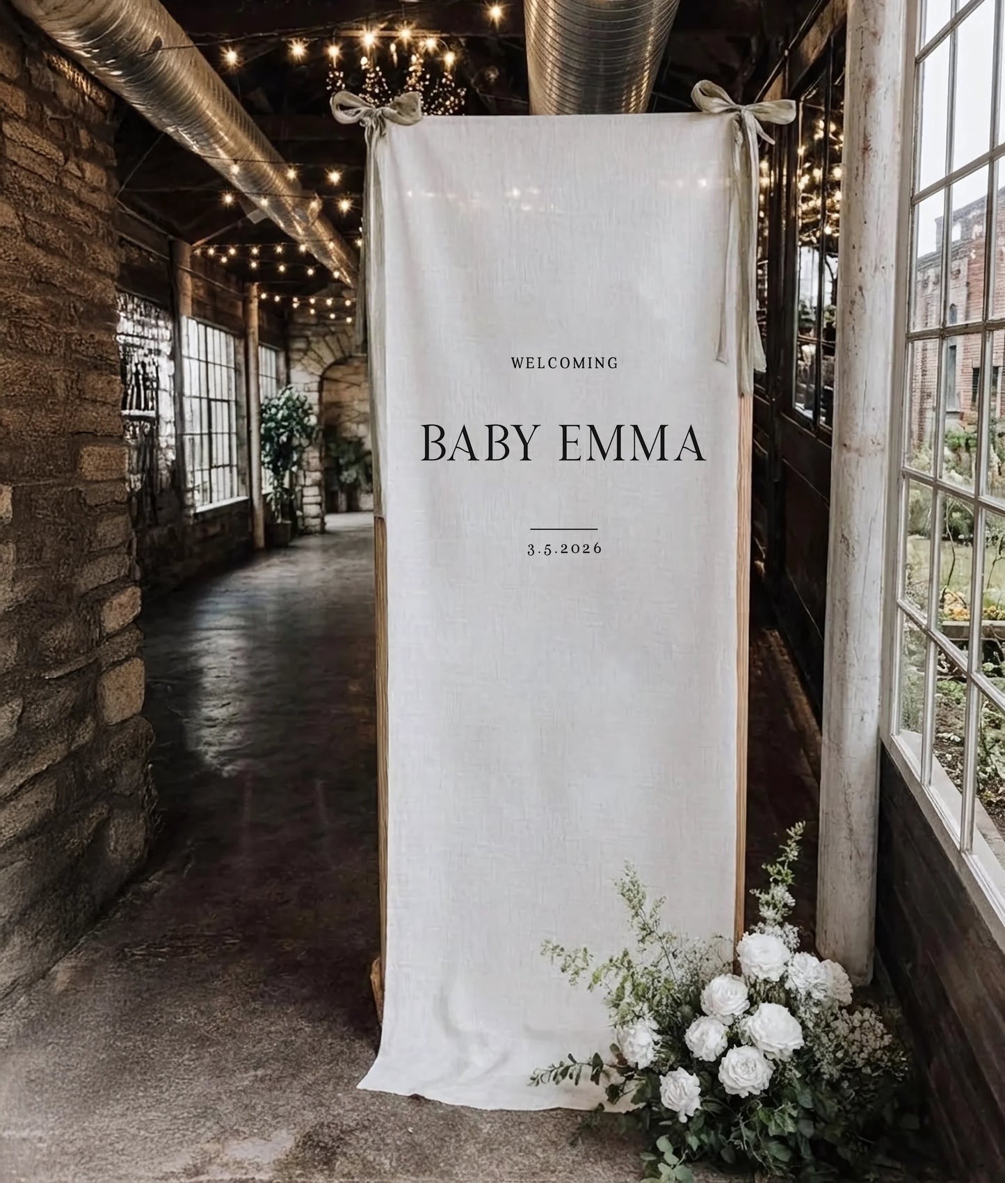 Minimalist Baby Shower Banner Personalized Custom Name Baby Shower Welcome Backdrop Decor