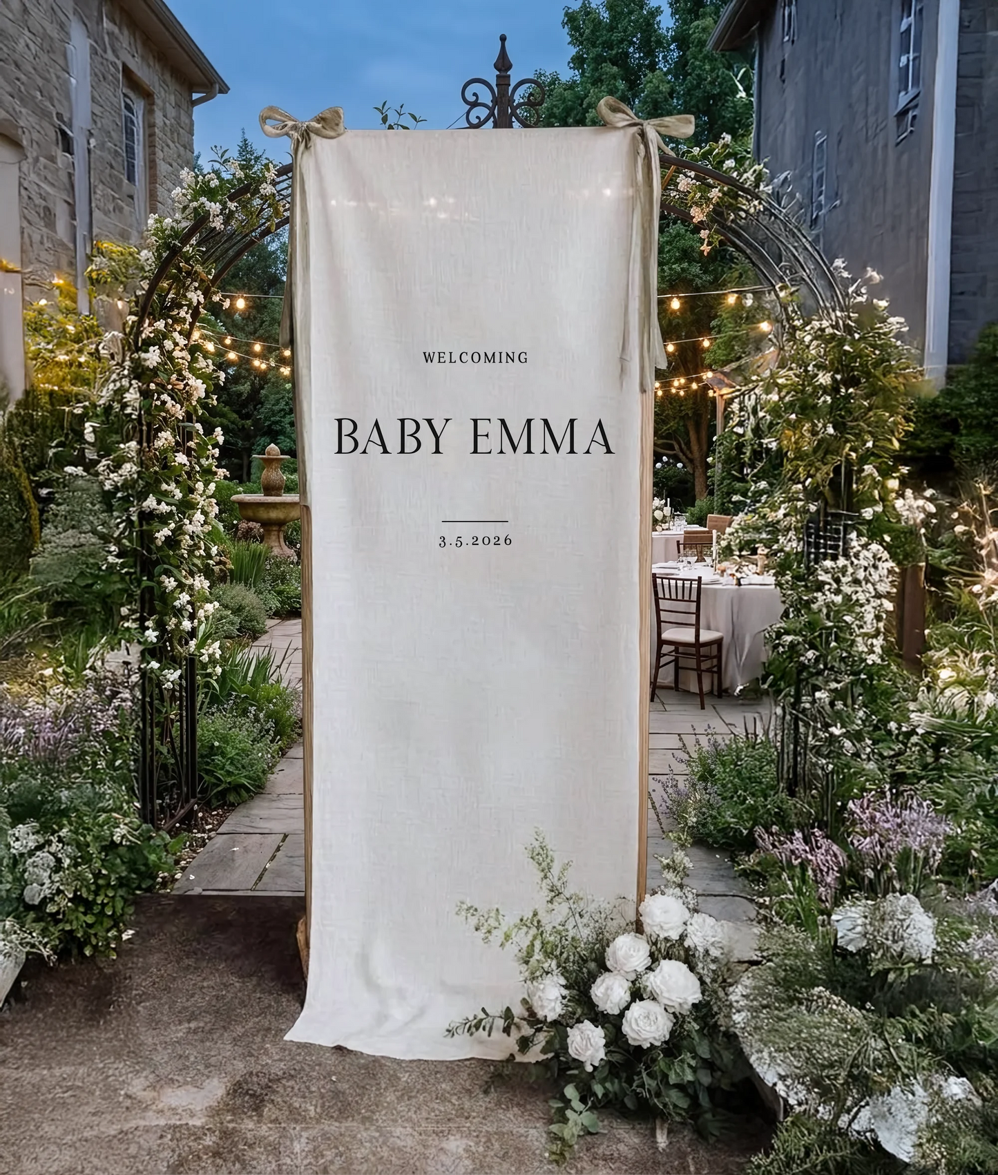 Minimalist Baby Shower Banner Personalized Custom Name Baby Shower Welcome Backdrop Decor