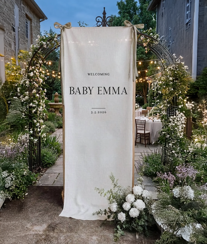 Minimalist Baby Shower Banner Personalized Custom Name Baby Shower Welcome Backdrop Decor
