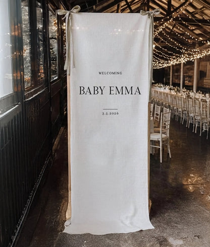 Minimalist Baby Shower Banner Personalized Custom Name Baby Shower Welcome Backdrop Decor