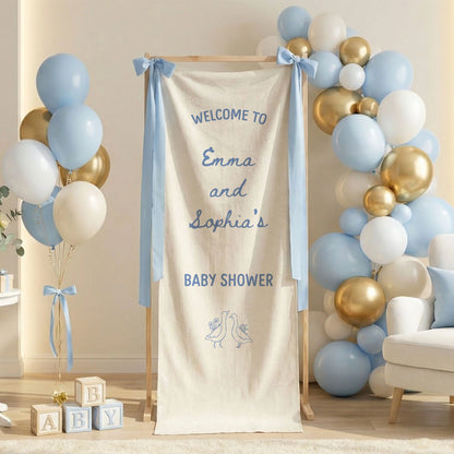 Baby Shower Welcome Banner Stand Personalized Baby Shower Welcome Sign Custom Name Party Decor