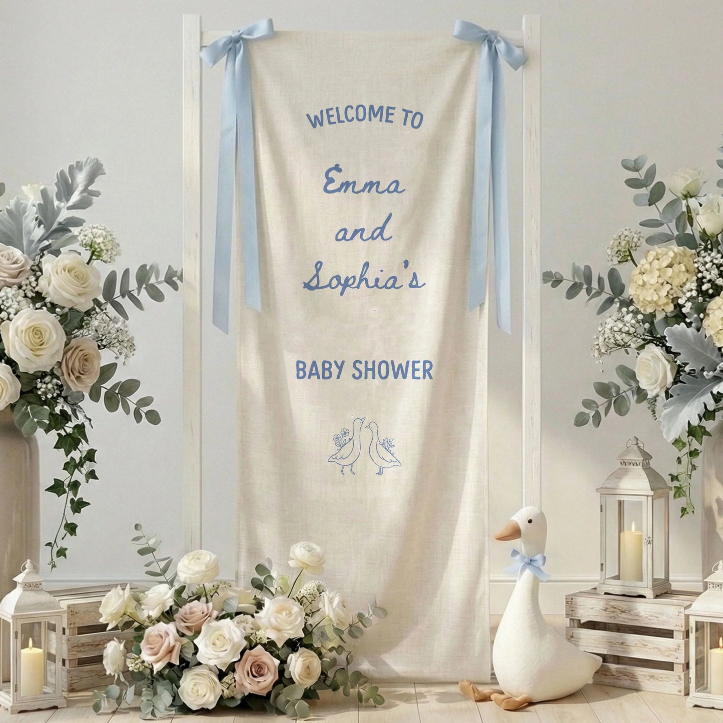 Baby Shower Welcome Banner Stand Personalized Baby Shower Welcome Sign Custom Name Party Decor