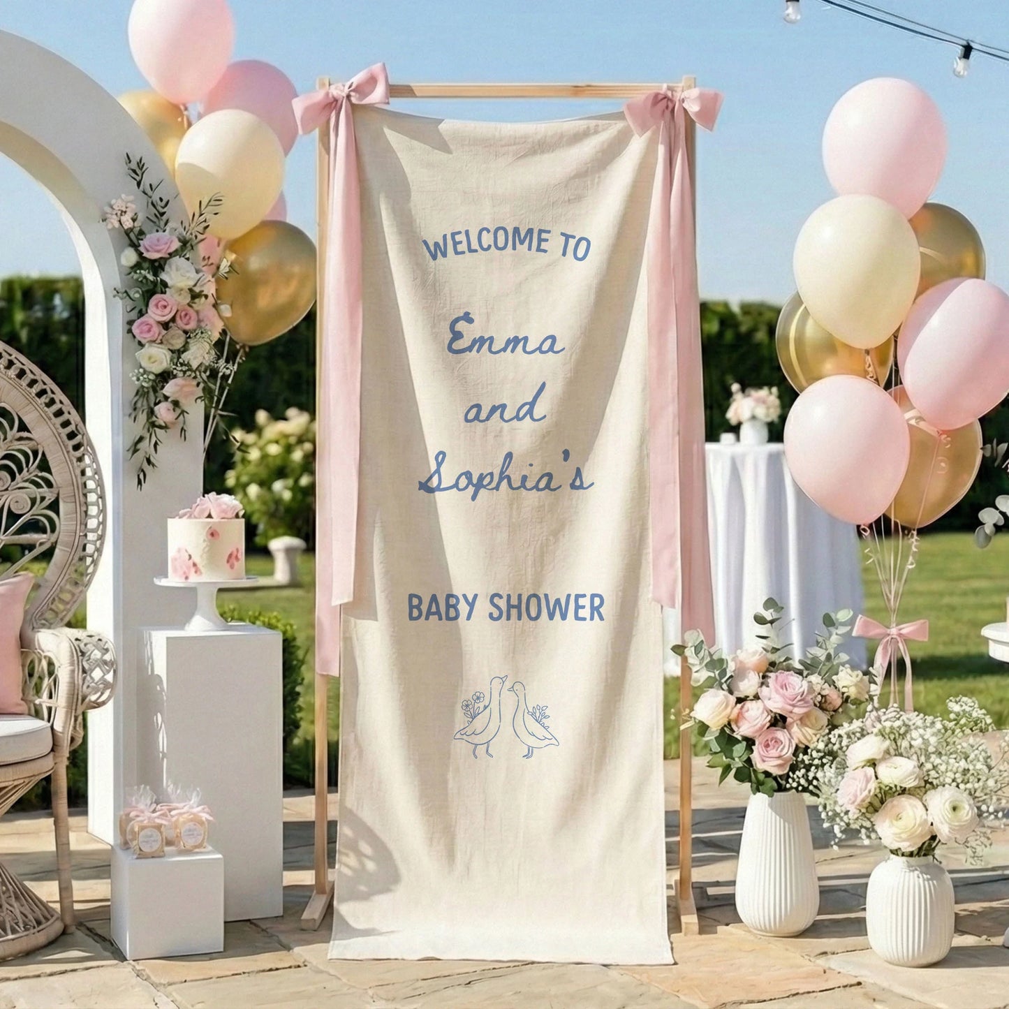 Baby Shower Welcome Banner Stand Personalized Baby Shower Welcome Sign Custom Name Party Decor
