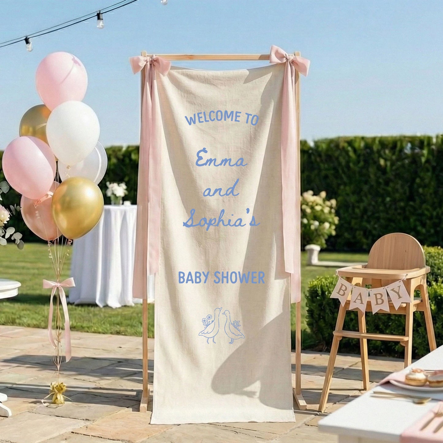 Baby Shower Welcome Banner Stand Personalized Baby Shower Welcome Sign Custom Name Party Decor