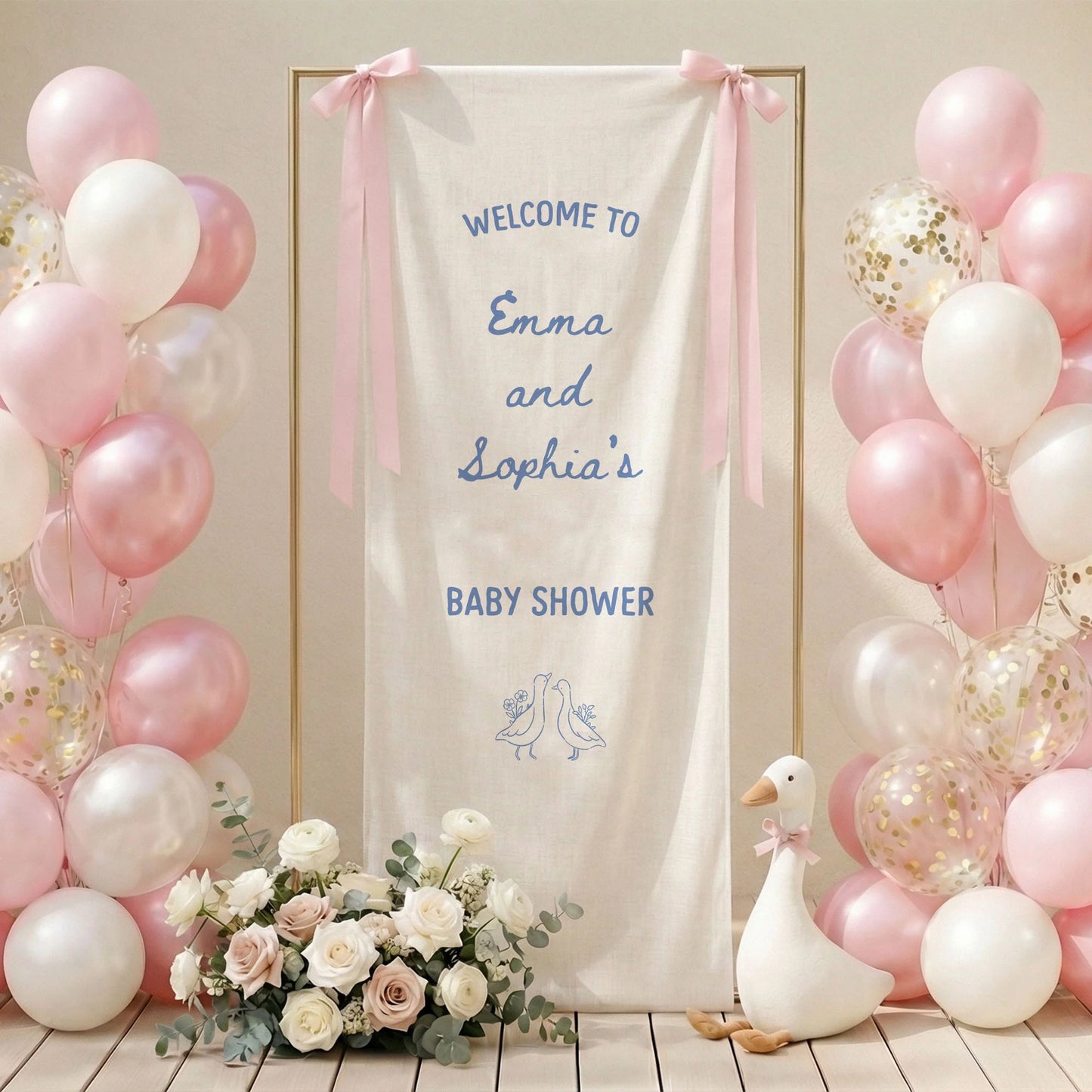 Baby Shower Welcome Banner Stand Personalized Baby Shower Welcome Sign Custom Name Party Decor