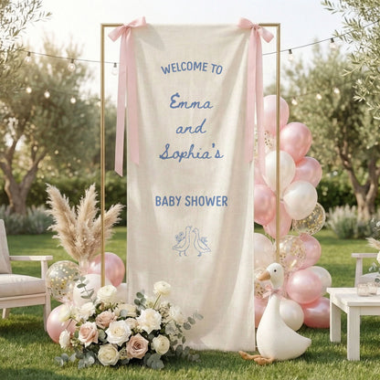 Baby Shower Welcome Banner Stand Personalized Baby Shower Welcome Sign Custom Name Party Decor