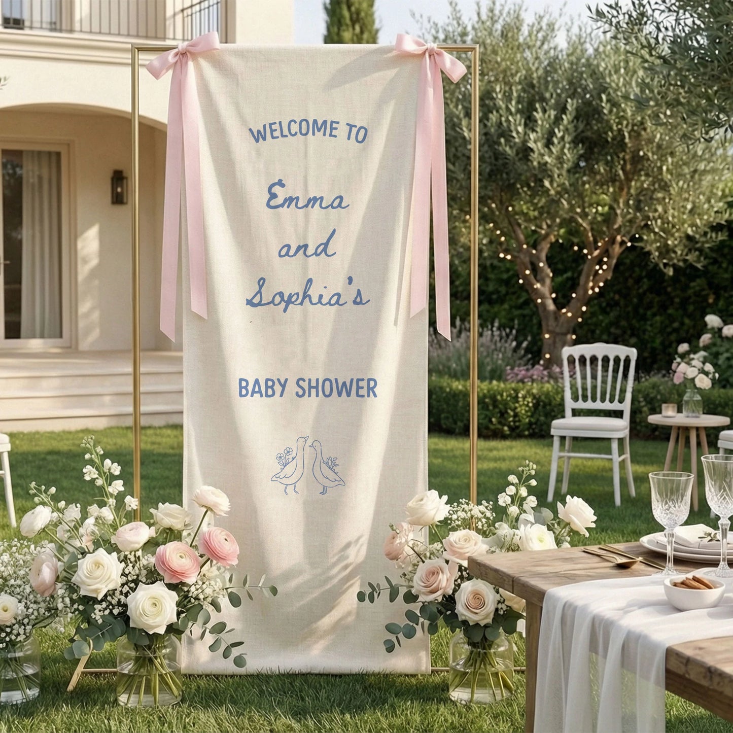 Baby Shower Welcome Banner Stand Personalized Baby Shower Welcome Sign Custom Name Party Decor