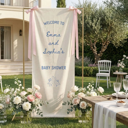 Baby Shower Welcome Banner Stand Personalized Baby Shower Welcome Sign Custom Name Party Decor