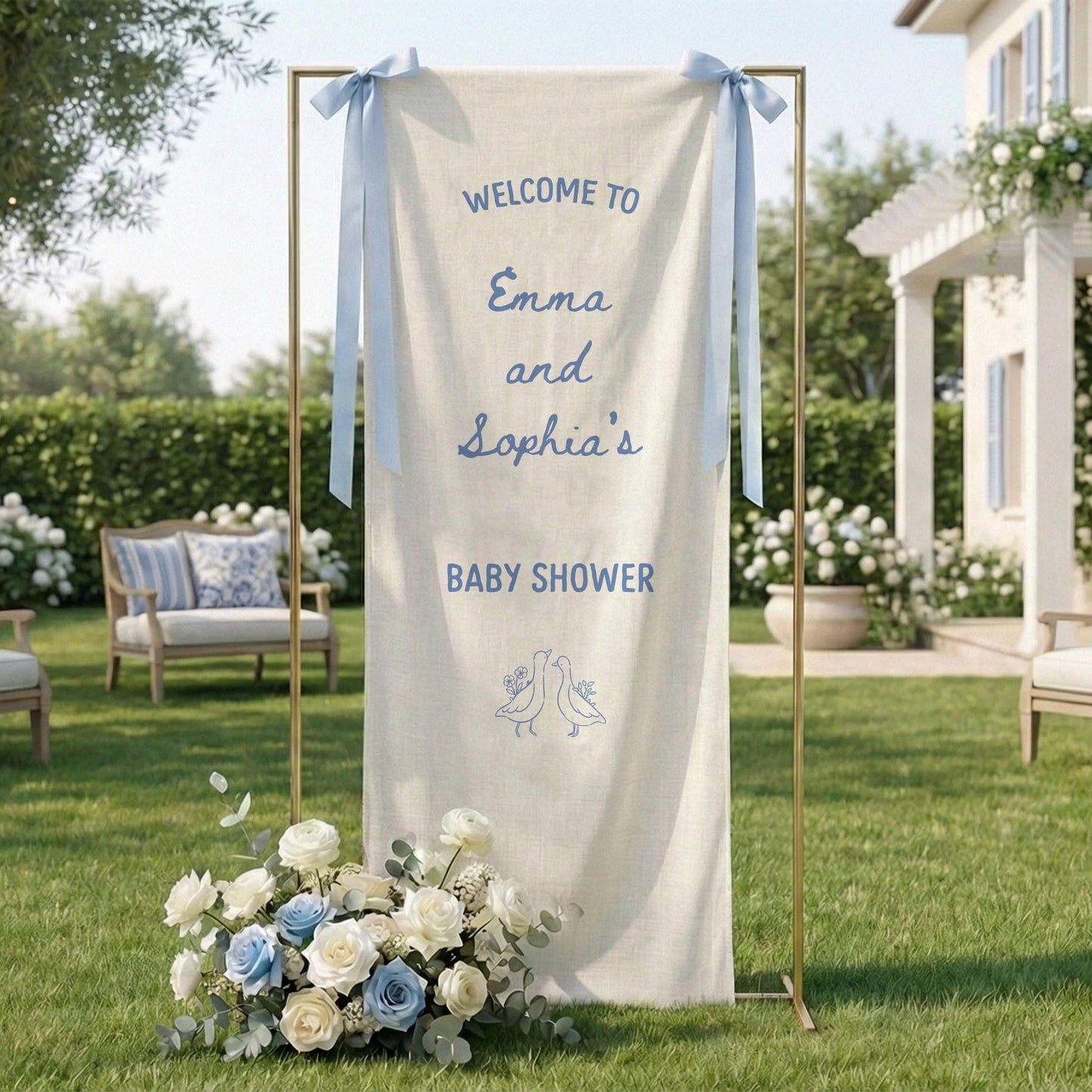 Baby Shower Welcome Banner Stand Personalized Baby Shower Welcome Sign Custom Name Party Decor