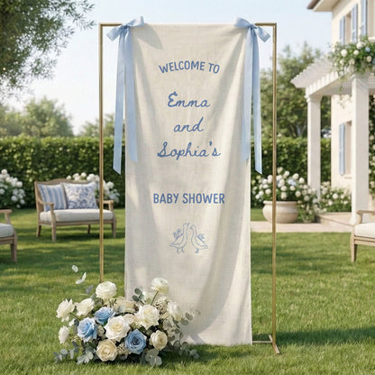 Baby Shower Welcome Banner Stand Personalized Baby Shower Welcome Sign Custom Name Party Decor