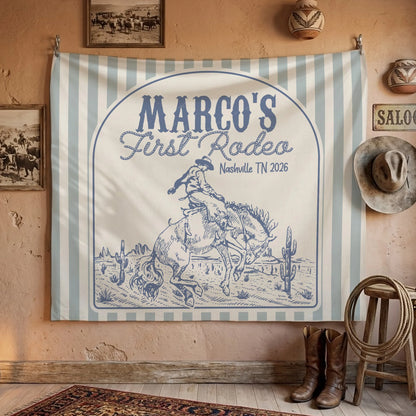 First Rodeo Birthday Banner Personalized Western Birthday Backdrop Cowboy Birthday Party Banner