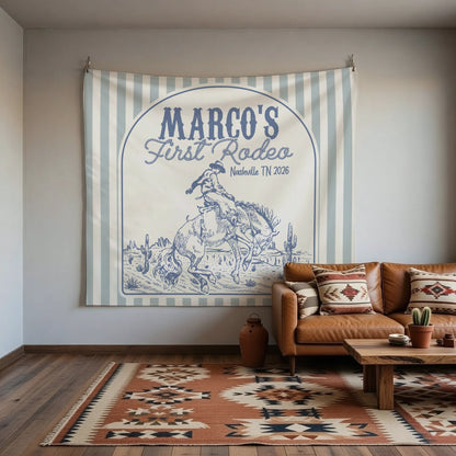 First Rodeo Birthday Banner Personalized Western Birthday Backdrop Cowboy Birthday Party Banner