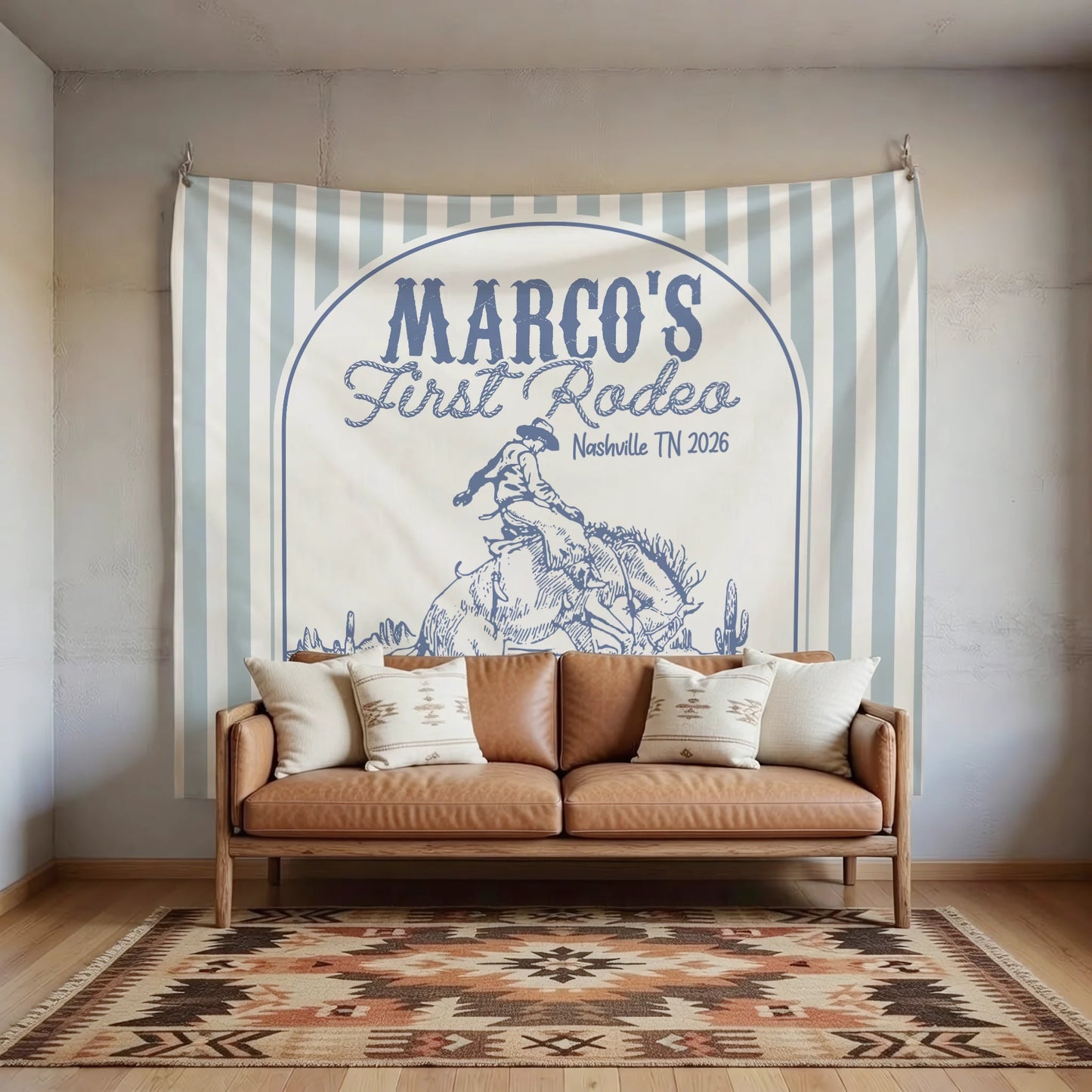 First Rodeo Birthday Banner Personalized Western Birthday Backdrop Cowboy Birthday Party Banner