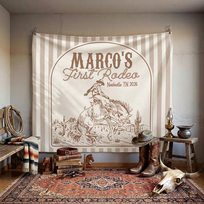 First Rodeo Birthday Banner Personalized Western Birthday Backdrop Cowboy Birthday Party Banner