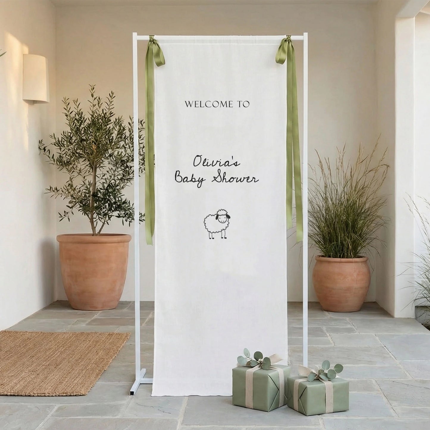 Personalized Baby Shower Welcome Banner Sheep Theme Baby Shower Welcome Sign