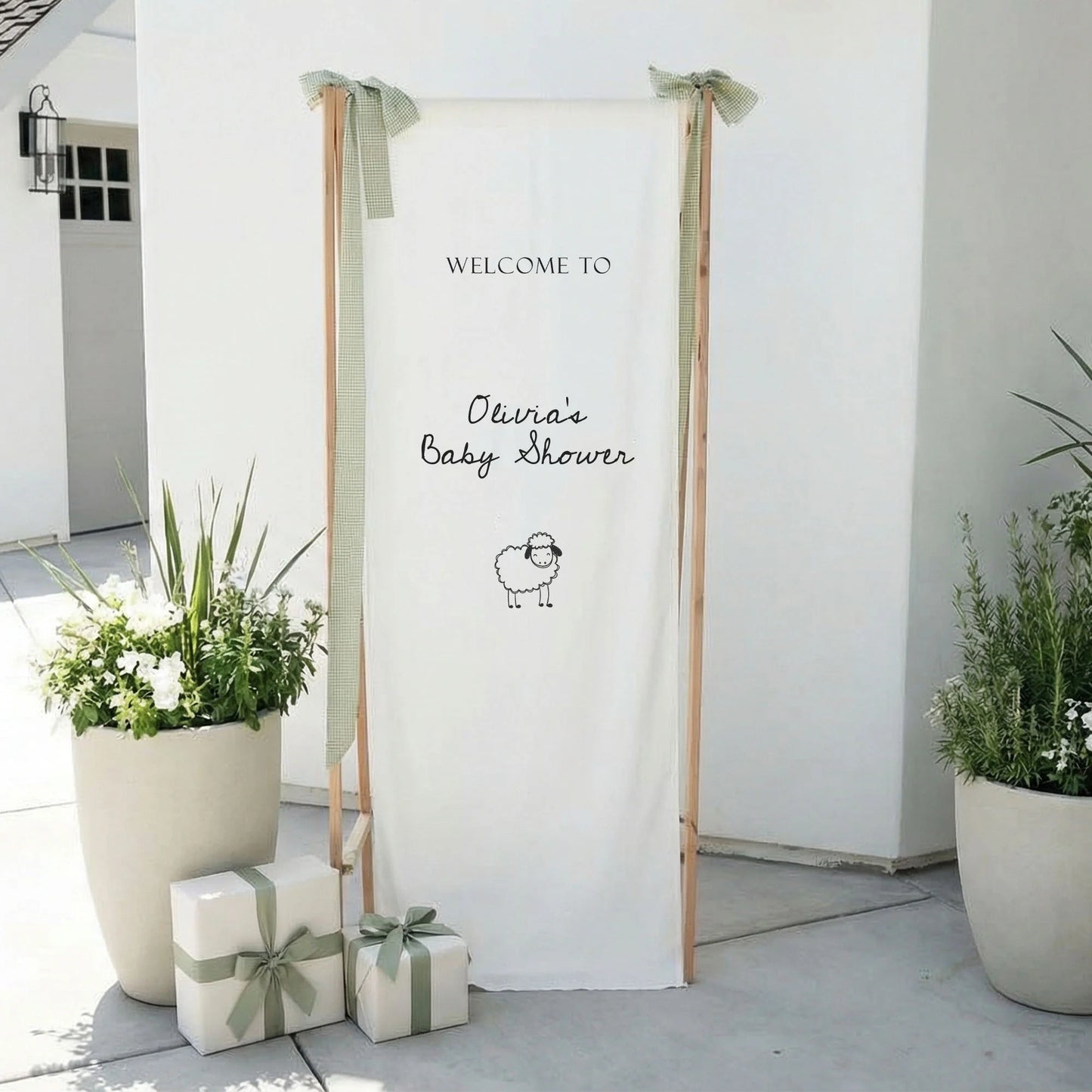Personalized Baby Shower Welcome Banner Sheep Theme Baby Shower Welcome Sign