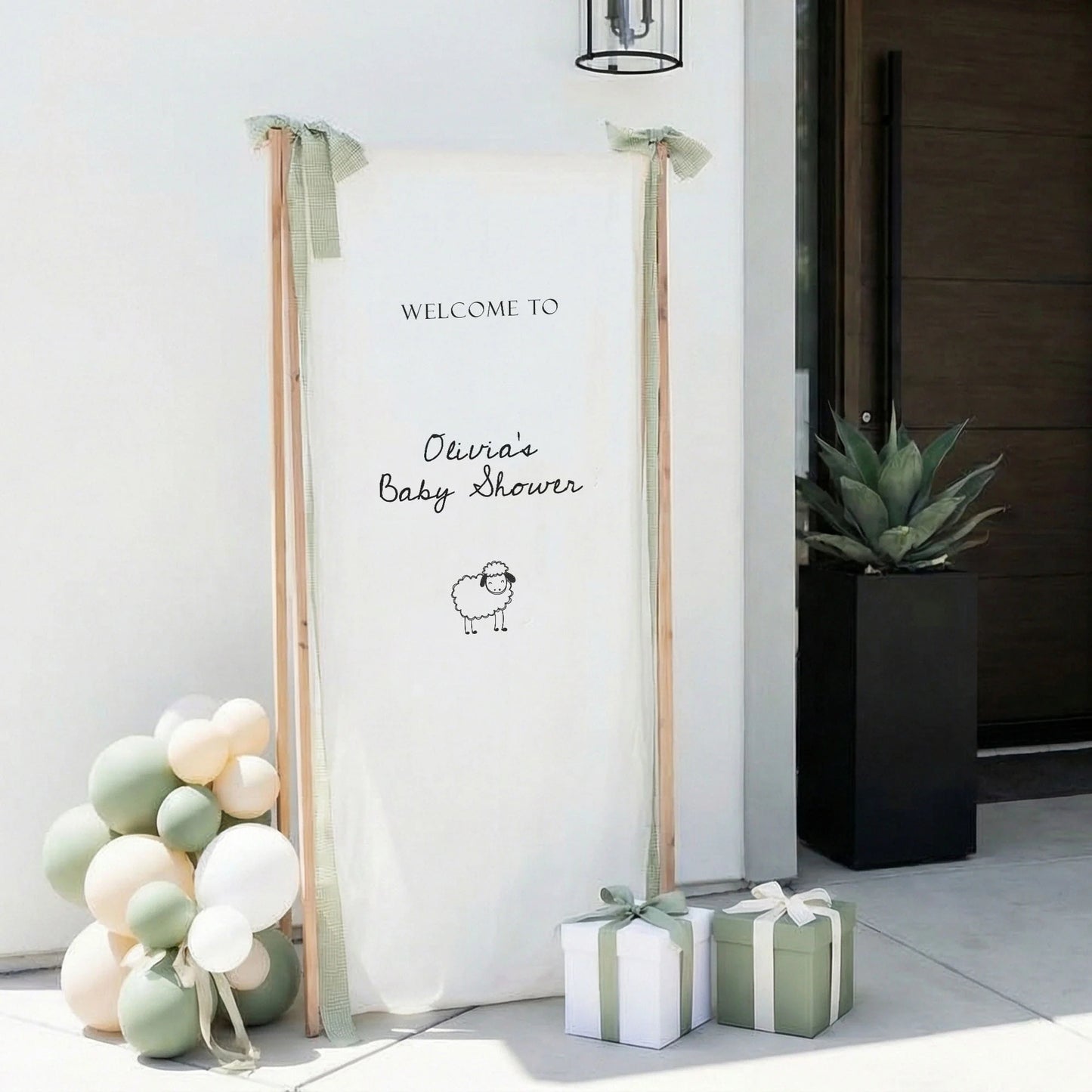 Personalized Baby Shower Welcome Banner Sheep Theme Baby Shower Welcome Sign