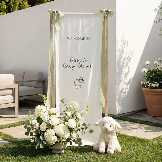 Personalized Baby Shower Welcome Banner Sheep Theme Baby Shower Welcome Sign