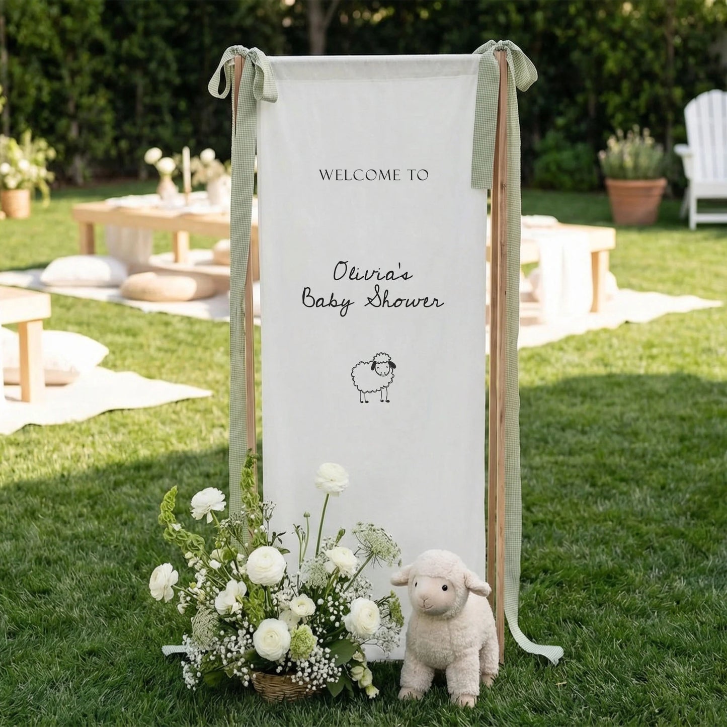Personalized Baby Shower Welcome Banner Sheep Theme Baby Shower Welcome Sign