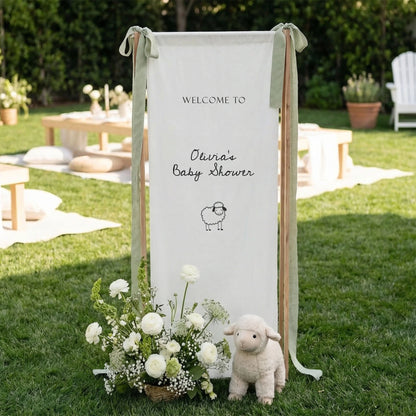 Personalized Baby Shower Welcome Banner Sheep Theme Baby Shower Welcome Sign