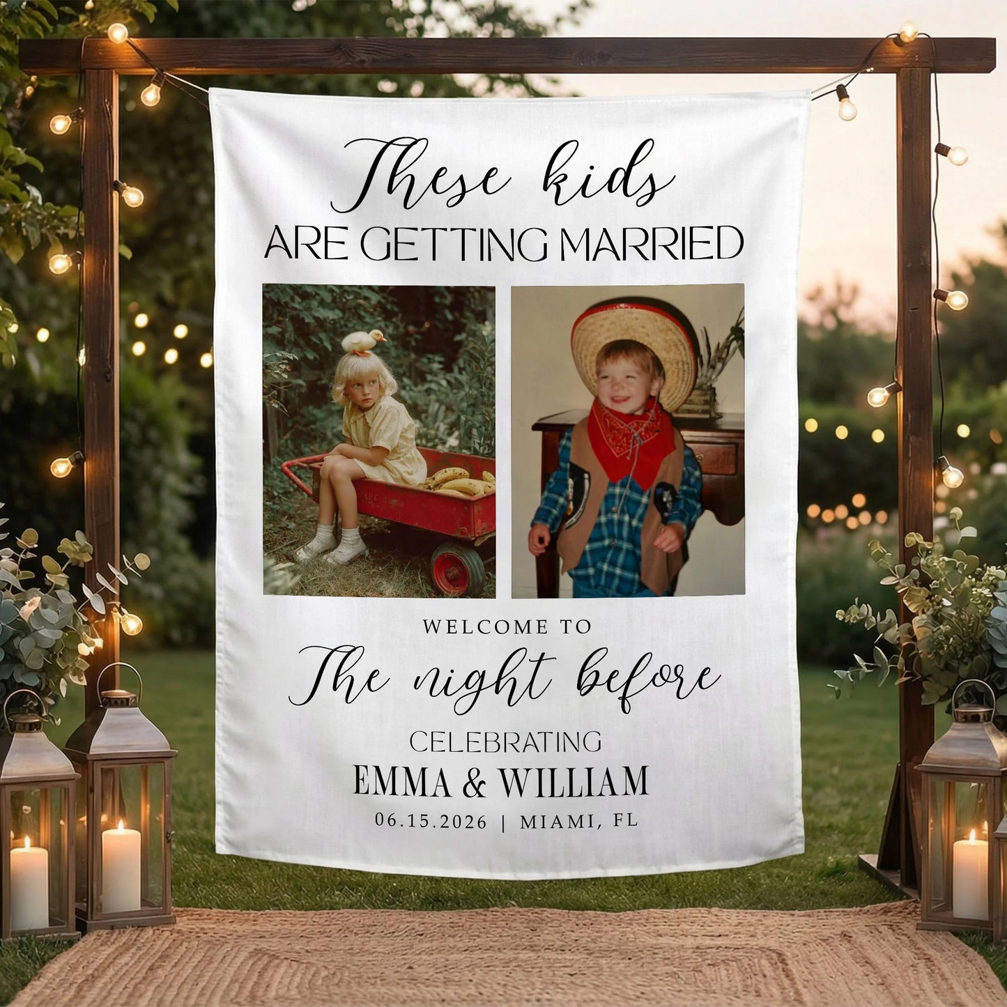 These Kids Are Getting Married Banner Personalized Rehearsal Dinner Photo Backdrop Custom Wedding Banner
