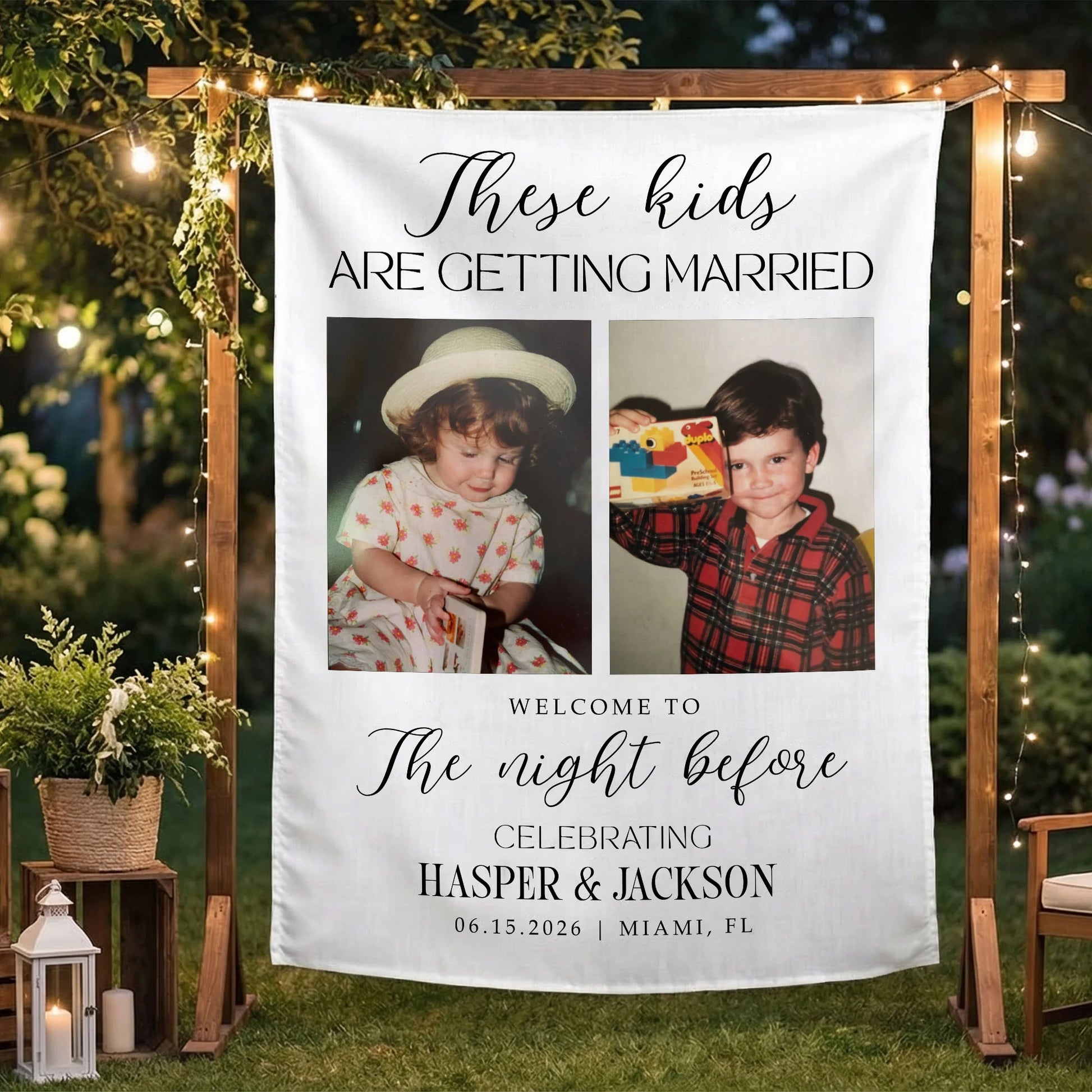 These Kids Are Getting Married Banner Personalized Rehearsal Dinner Photo Backdrop Custom Wedding Banner