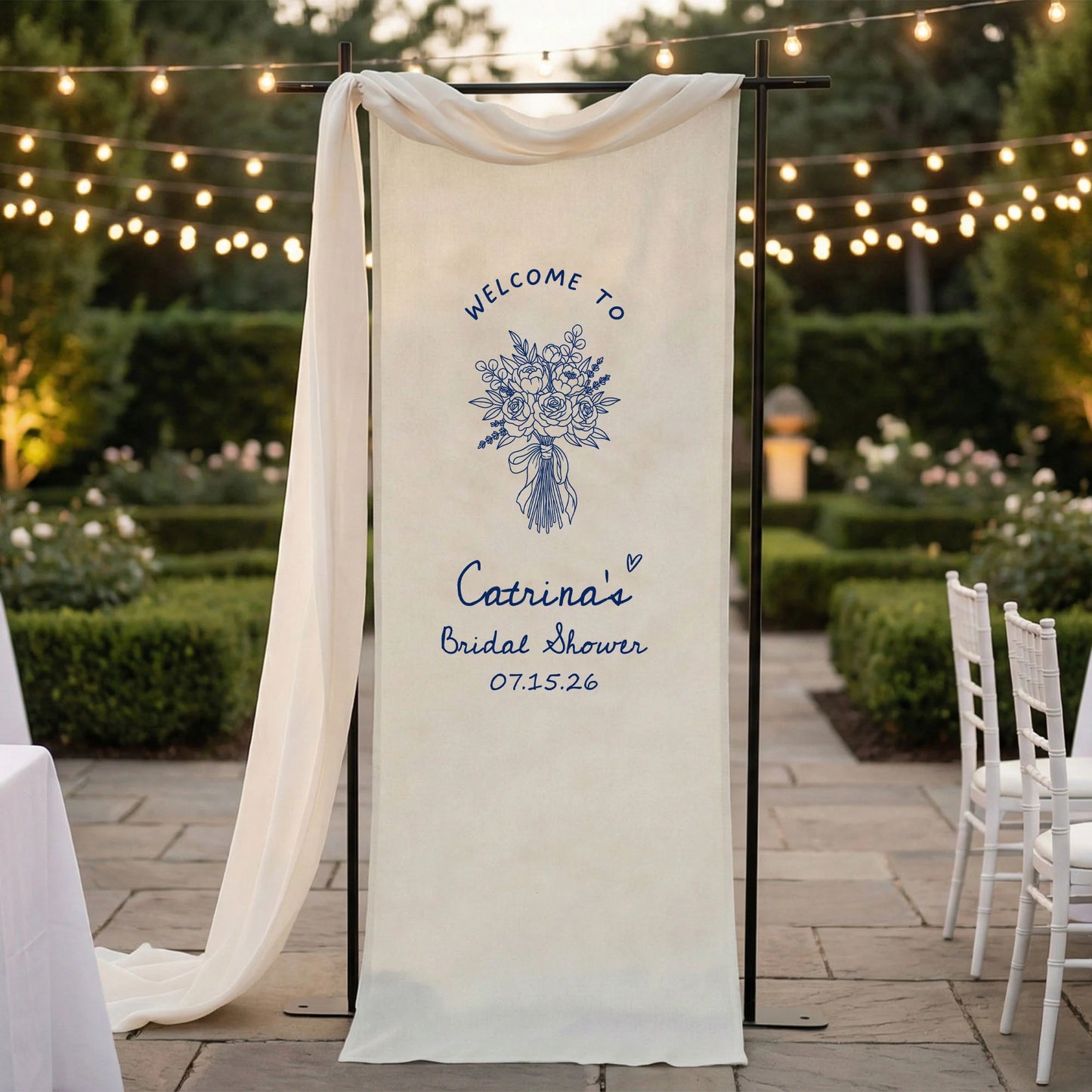 Floral Bridal Shower Banner Personalized Custom Name Bridal Shower Welcome Backdrop Decor