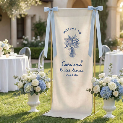 Floral Bridal Shower Banner Personalized Custom Name Bridal Shower Welcome Backdrop Decor