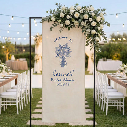 Floral Bridal Shower Banner Personalized Custom Name Bridal Shower Welcome Backdrop Decor