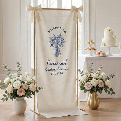 Floral Bridal Shower Banner Personalized Custom Name Bridal Shower Welcome Backdrop Decor