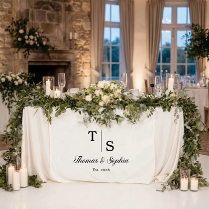 Wedding Initials Table Runner Personalized Wedding Head Table Decor Custom Names Wedding Runner