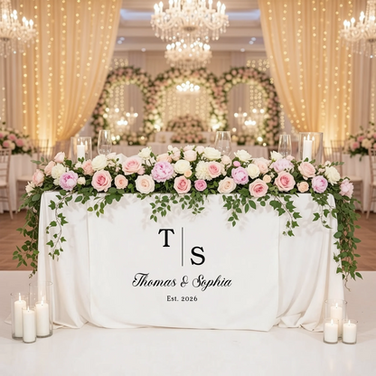 Wedding Initials Table Runner Personalized Wedding Head Table Decor Custom Names Wedding Runner