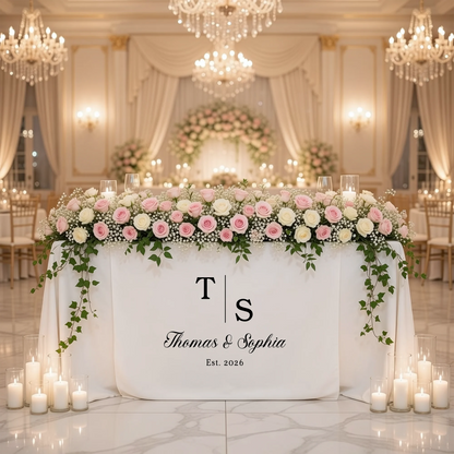 Wedding Initials Table Runner Personalized Wedding Head Table Decor Custom Names Wedding Runner