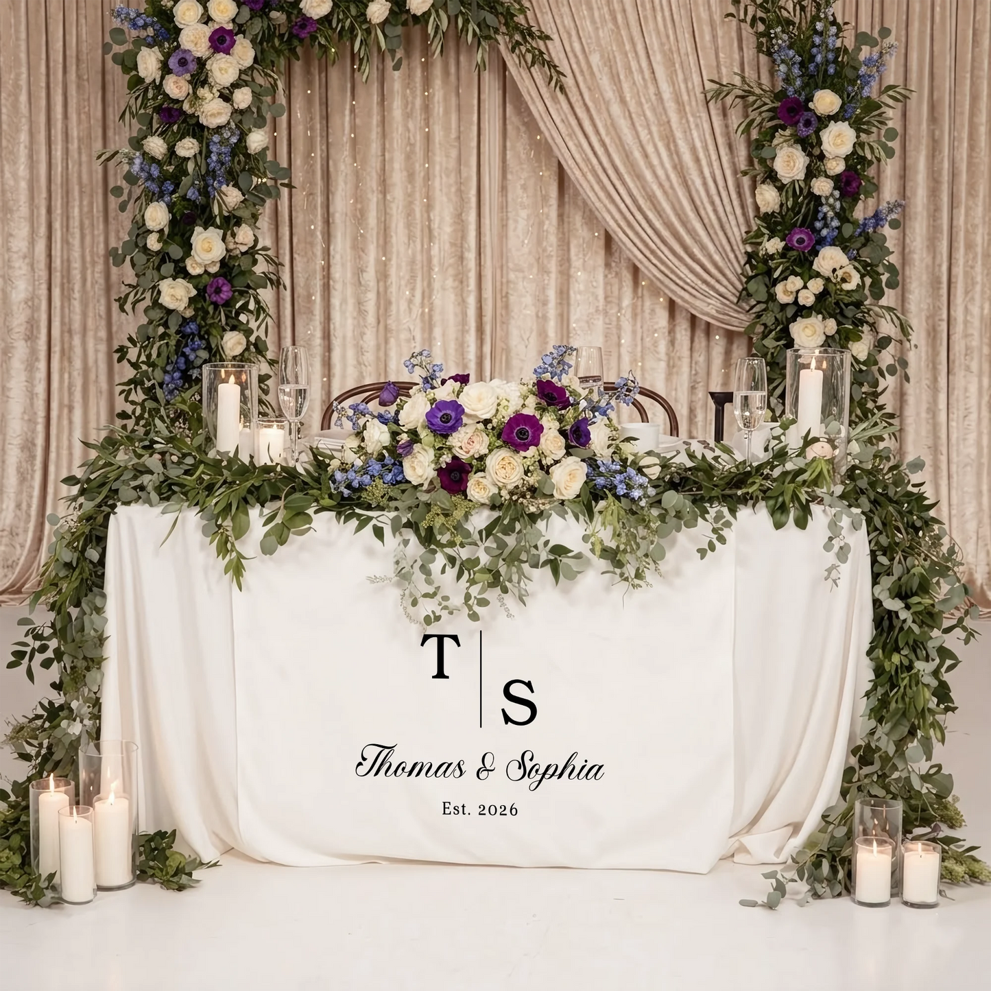 Wedding Initials Table Runner Personalized Wedding Head Table Decor Custom Names Wedding Runner