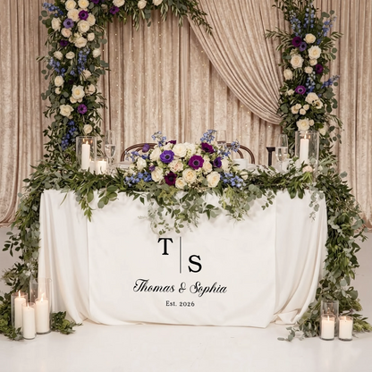 Wedding Initials Table Runner Personalized Wedding Head Table Decor Custom Names Wedding Runner