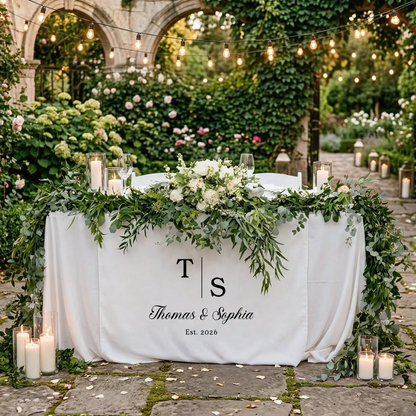 Wedding Initials Table Runner Personalized Wedding Head Table Decor Custom Names Wedding Runner