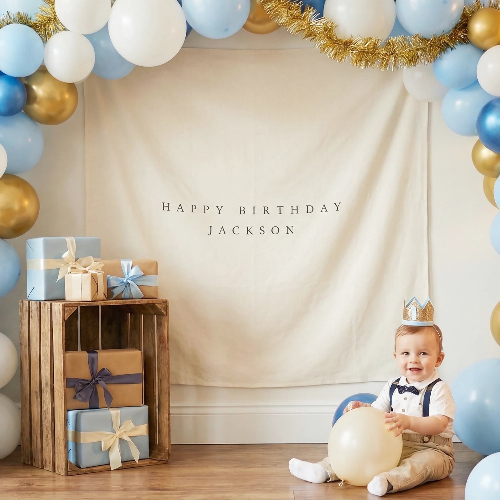 Minimalist Birthday Tapestry Personalized Custom Name Birthday Backdrop Party Photo Banner