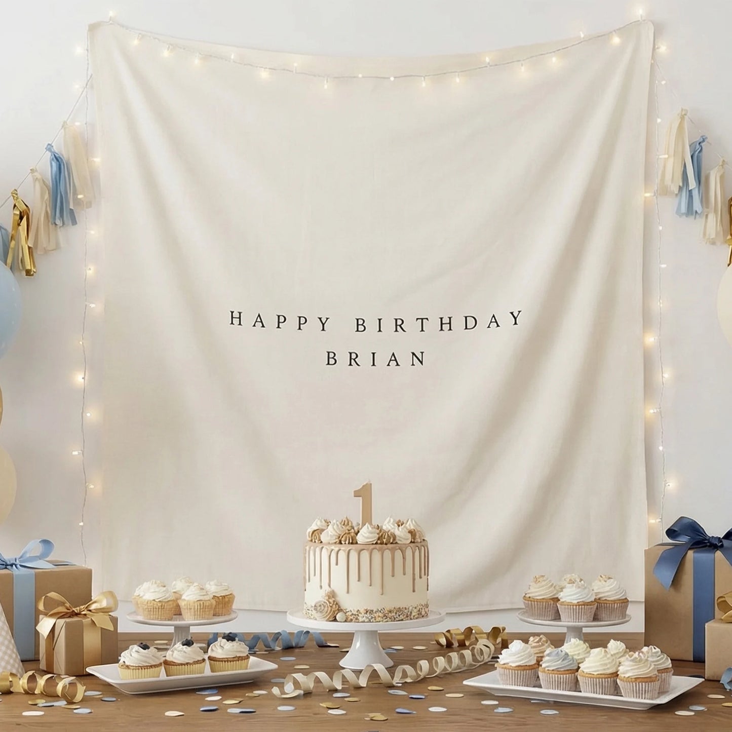 Minimalist Birthday Tapestry Personalized Custom Name Birthday Backdrop Party Photo Banner